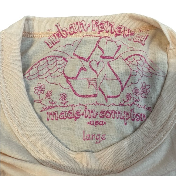 Urban Renewal Beige Tee with Pink Plane and Colorful Cupcakes - Picture 3 of 4